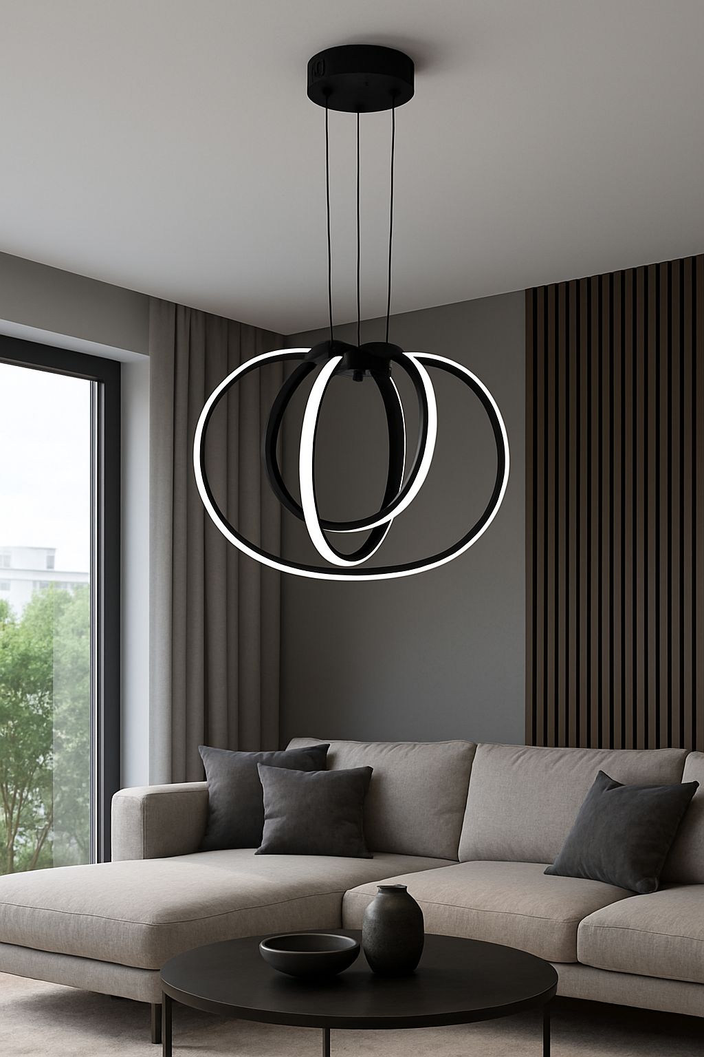 1074 - Elips 3lü İç İçe Led Avize