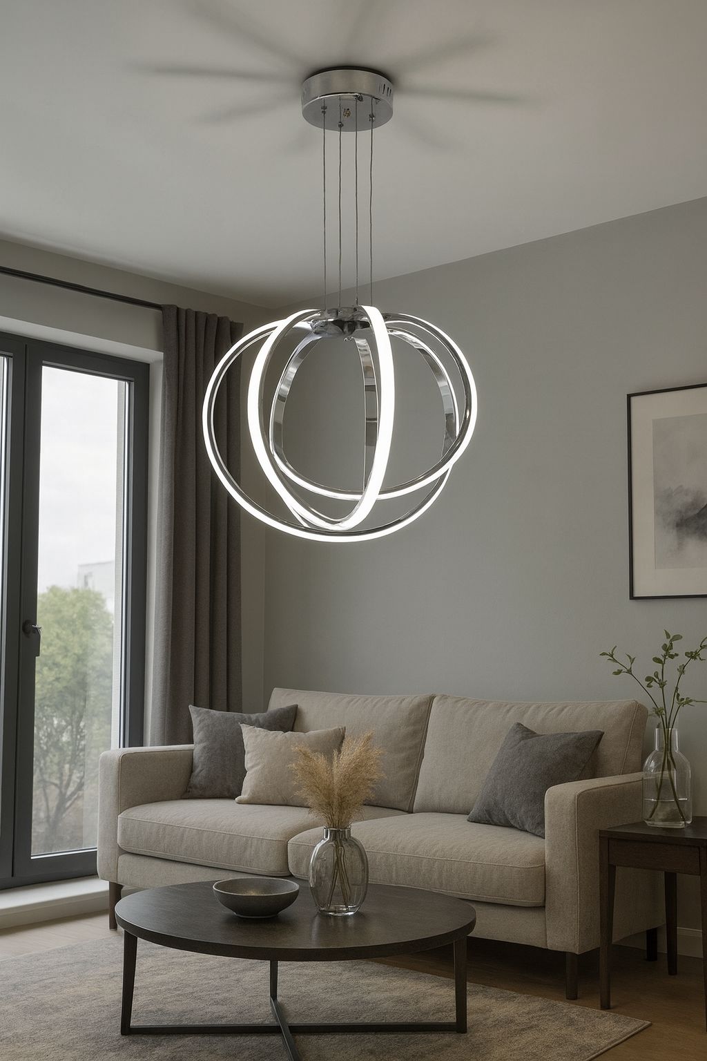 1074 - Elips 4lü İç İçe Led Avize