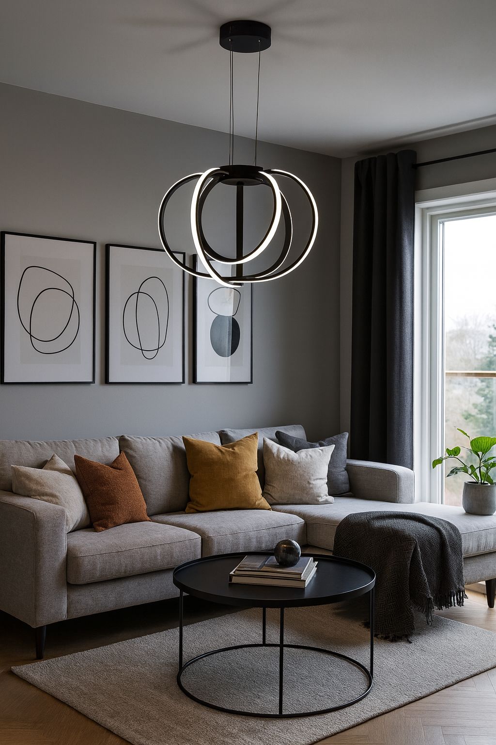 1074 - Elips 4lü İç İçe Led Avize