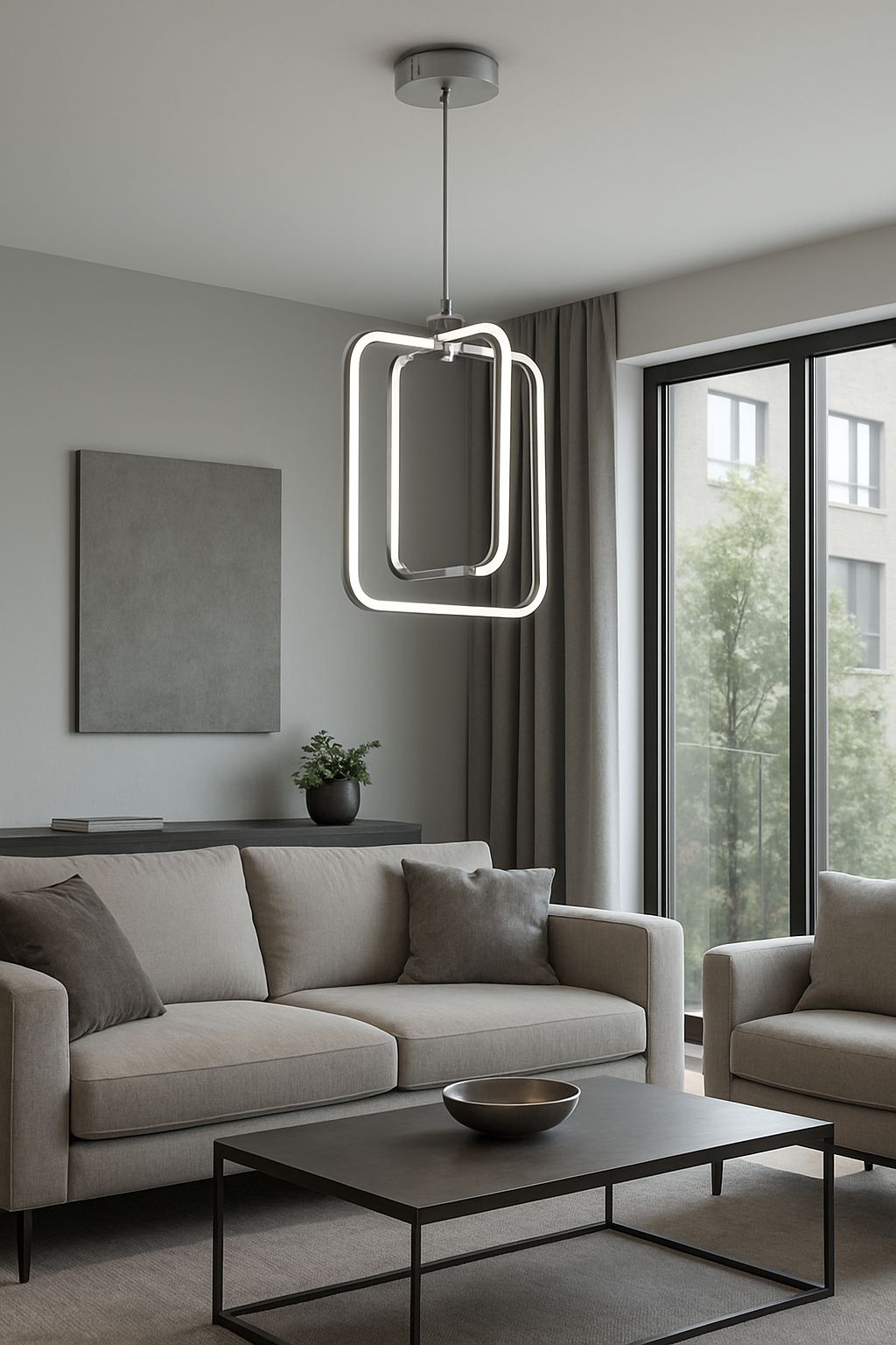 1075 - Kare Büyük Led Avize