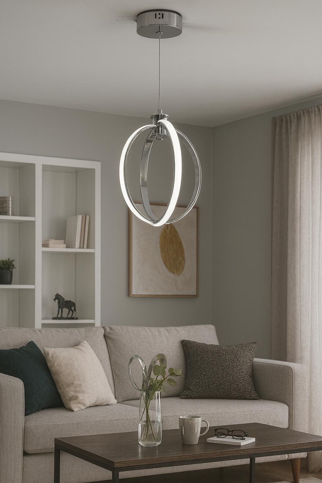 1076 - Yuvarlak Küre Orta Led Avize