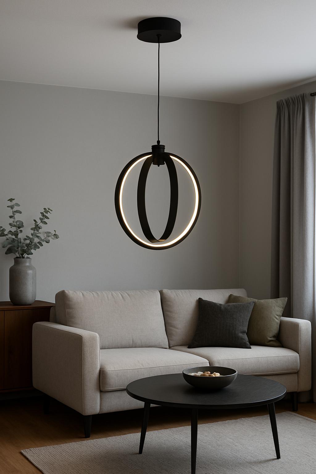 1076 - Yuvarlak Küre Orta Led Avize