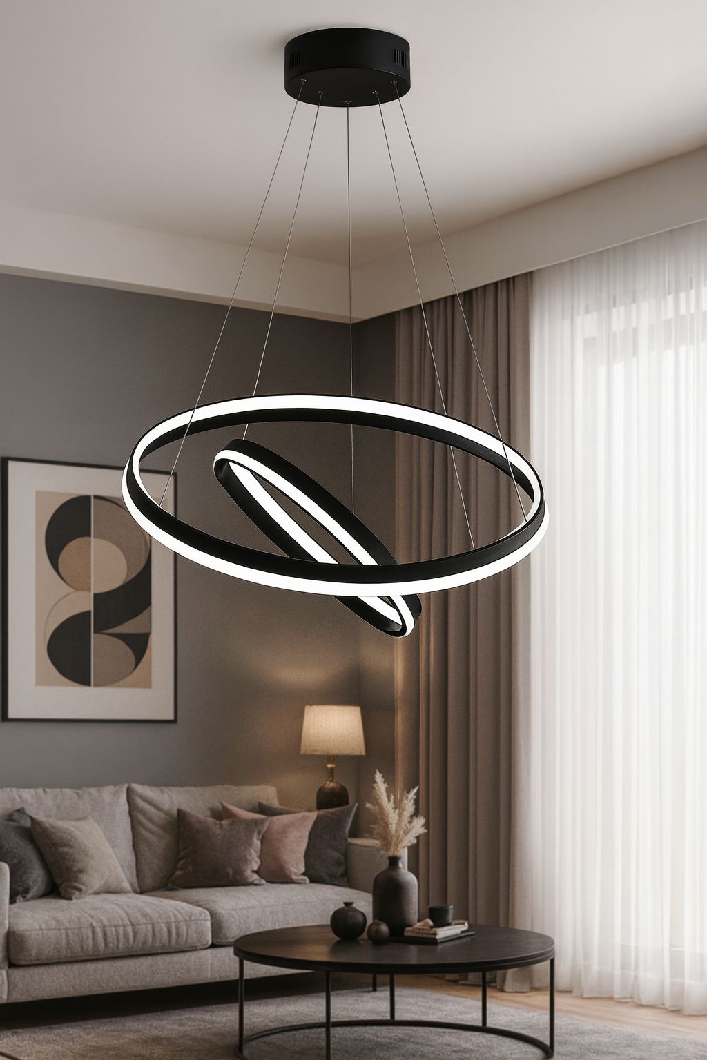 203 - Halka 2li 3 Kanal Led Avize