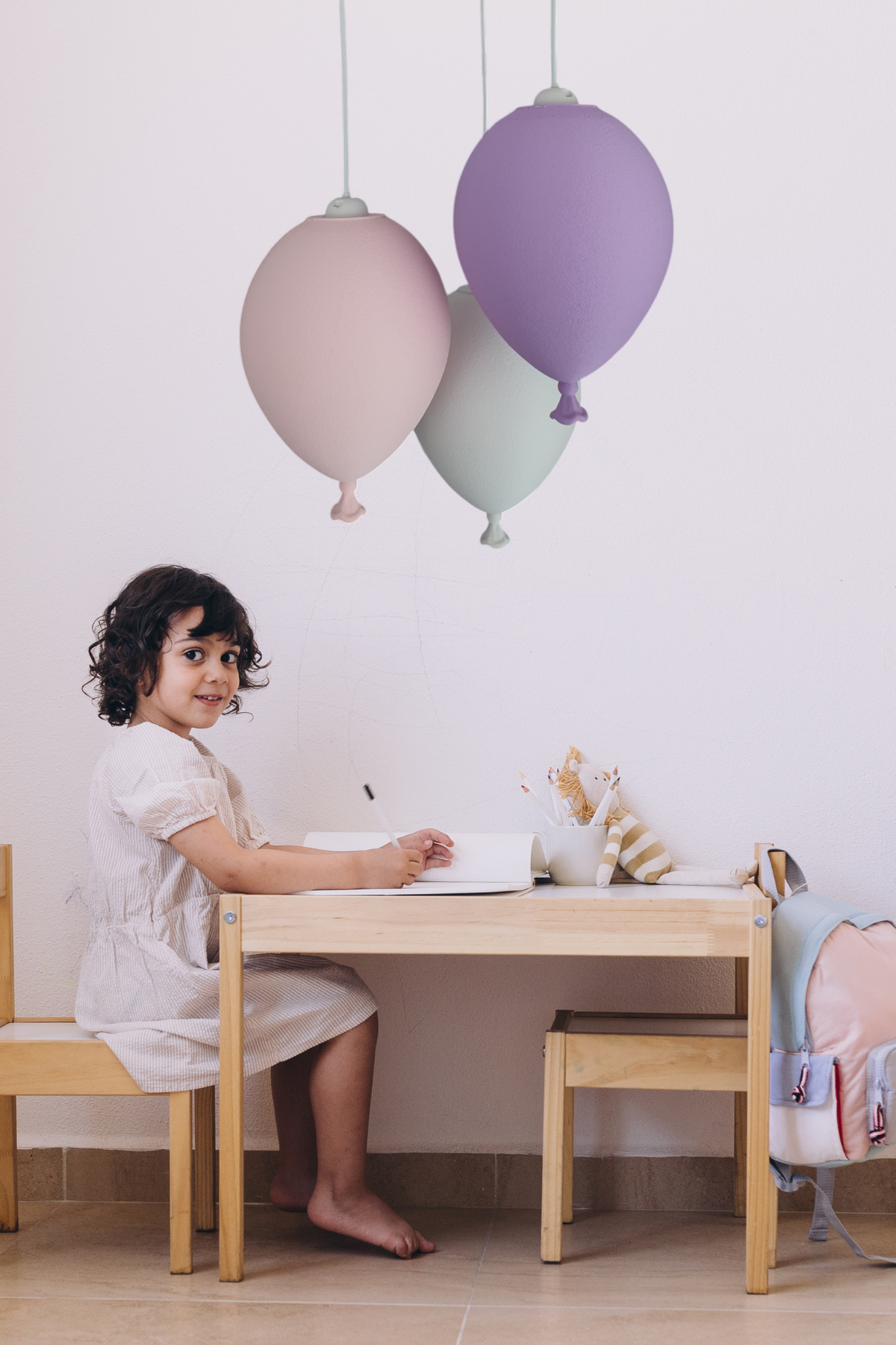 Kız Çocuk 3'Lü Sarkıt Avize,Balon Avize