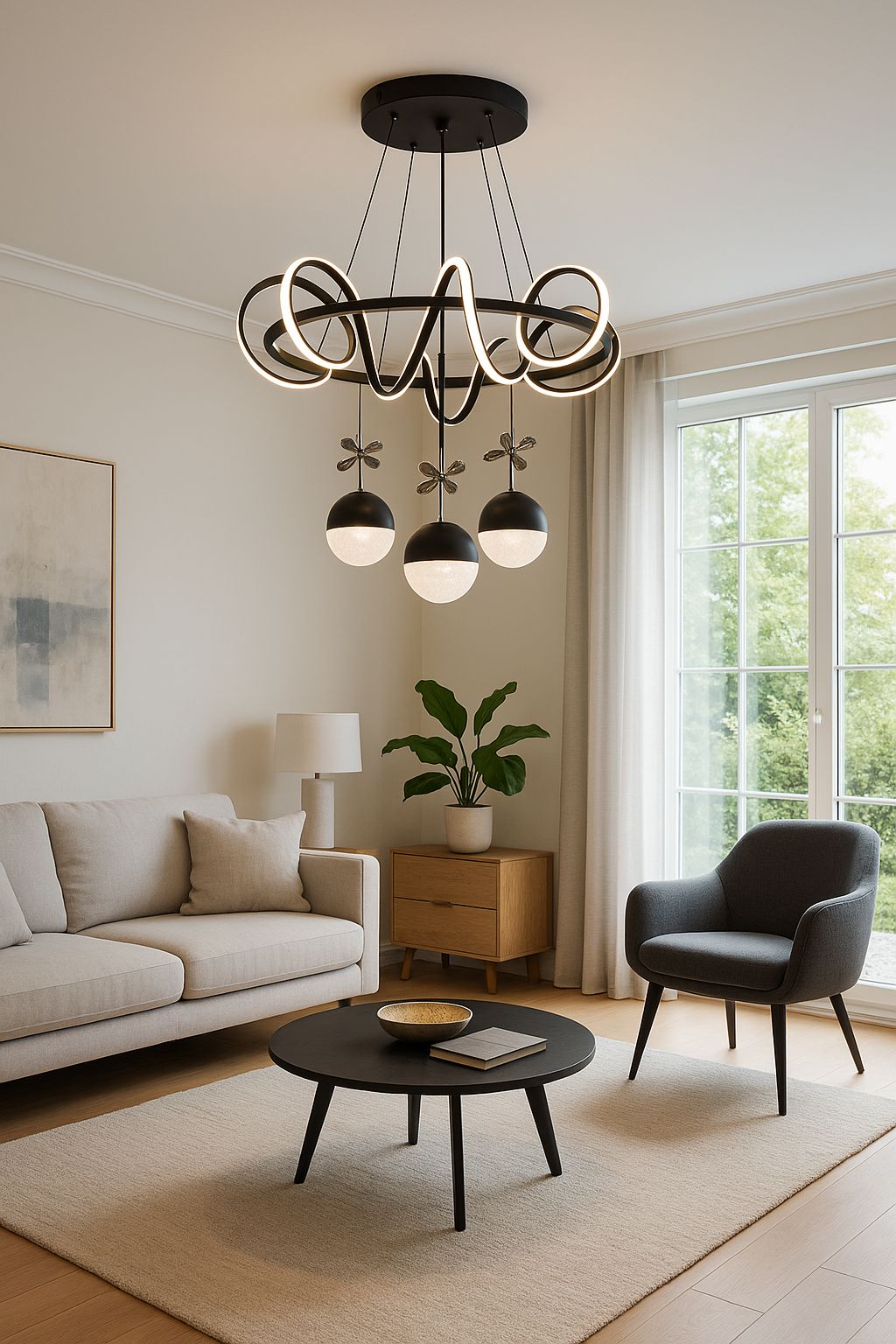 607 - Çemberli Yıldız 3 Top Led Avize