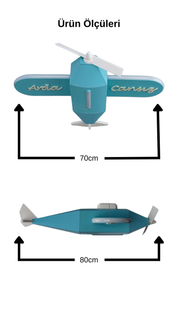 Uçak Temalı Entegre LED Çocuk Odası Sarkıt Avize (70x80 cm, Plastik) – Kişiye Özel Tasarım, El Yapımı Görünüm
