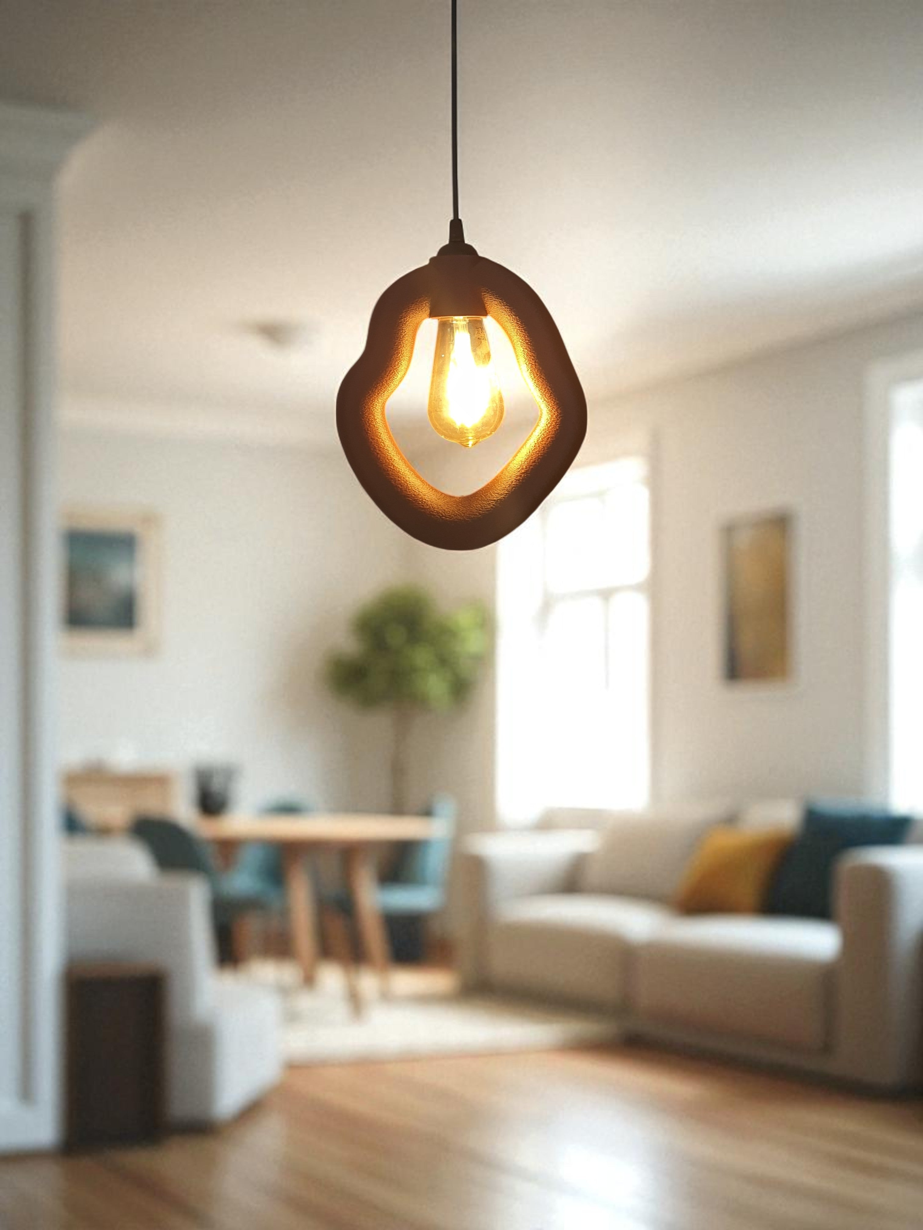 Bohem Beton Görünümlü Avize (Kahverengi)