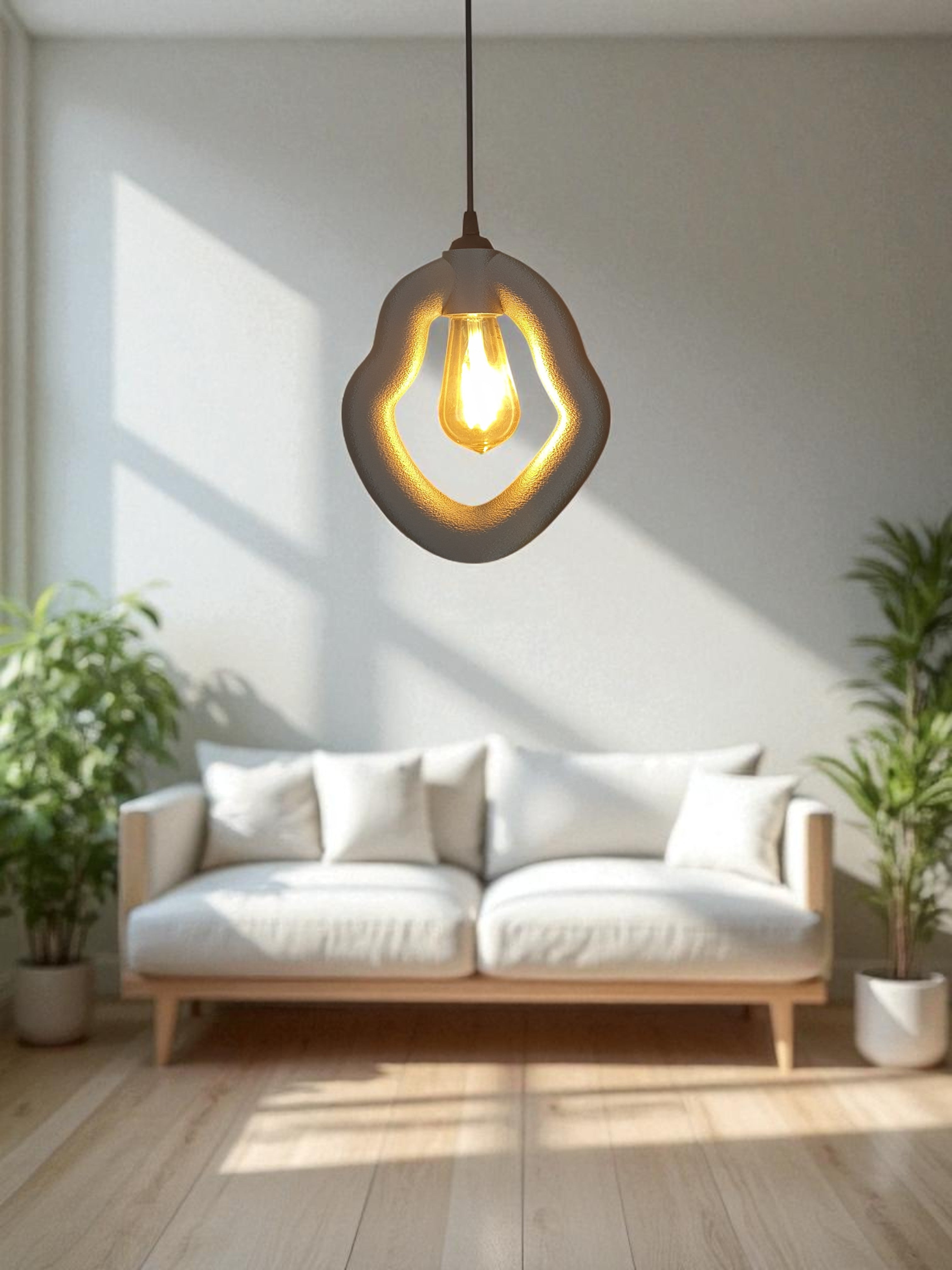 Bohem Beton Görünümlü Avize (Gri)