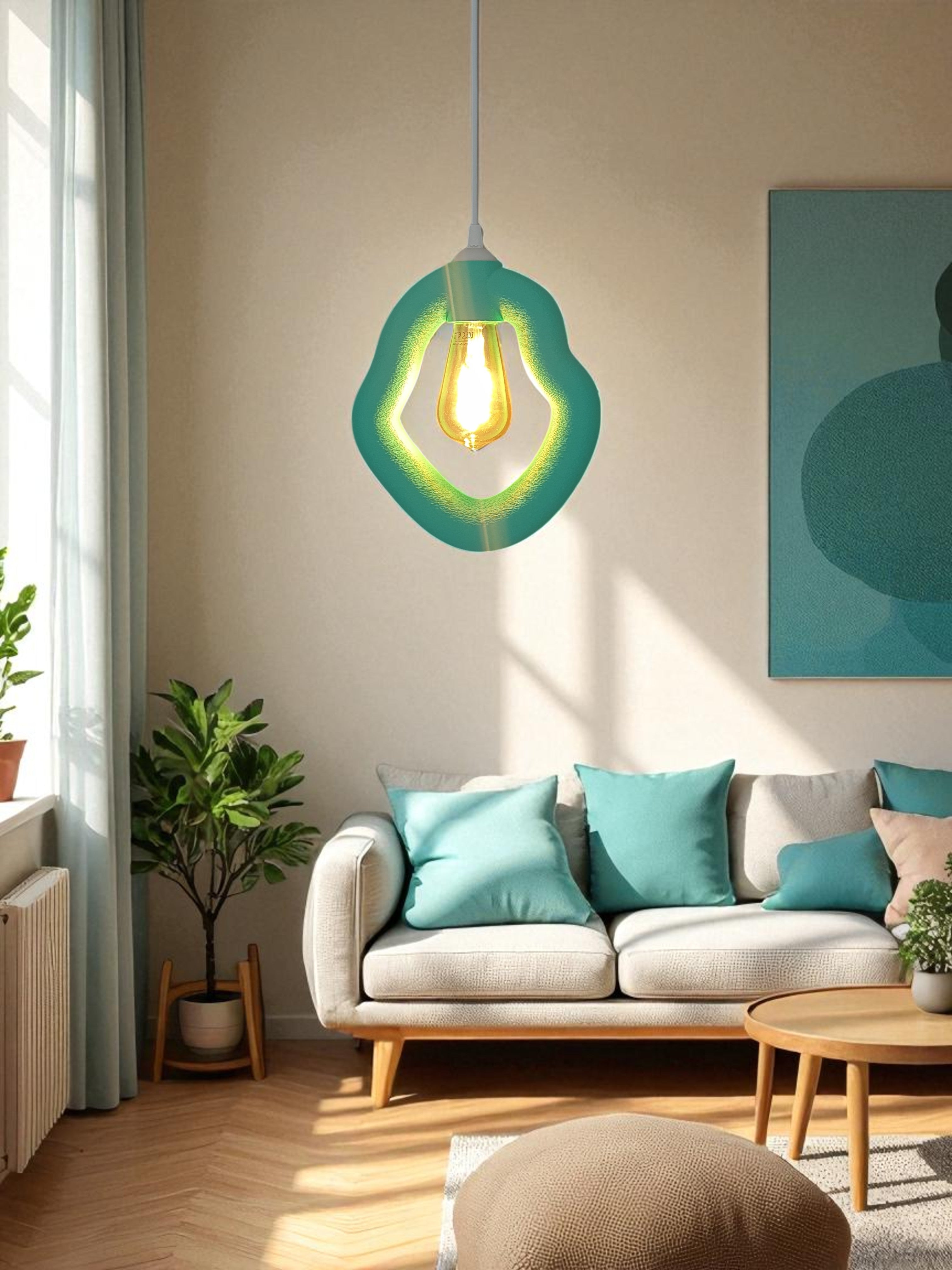 Bohem Beton Görünümlü Avize (Su Yeşili)